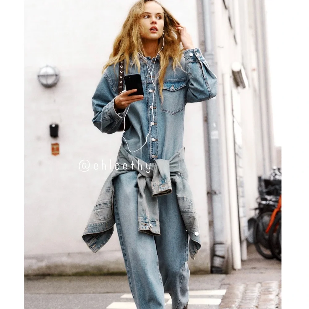 Zara TRF LONG DENIM JUMPSUIT